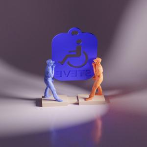 Marker Holder in the shape of two workers that bring a glass plate. fittable base