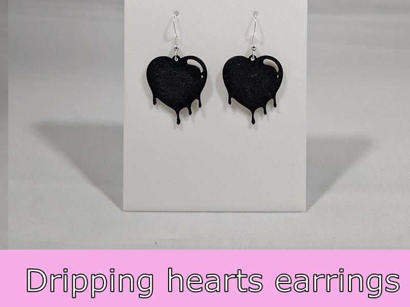 Dripping heart earrings