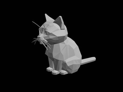 Low Poly Cat – Modern Polygonal Animal Sculpture
