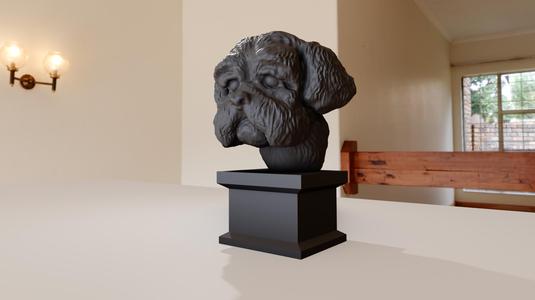 maltese dog head bust stl