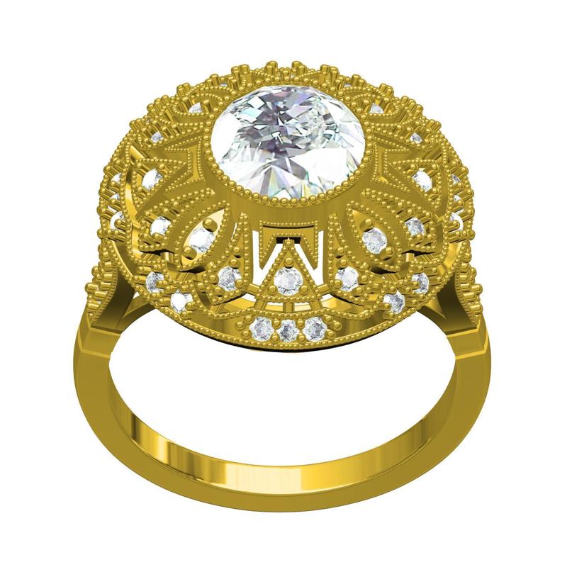 Antique Art Deco Round Diamond Engagement Ring 2
