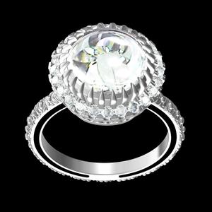Round Diamond Halo Micro Pave Set Vintage Engagement Ring
