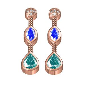 Round and Marquise and Pear Diamond Stud Earring