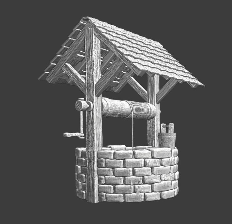 Wargaming props - Medieval well with roof