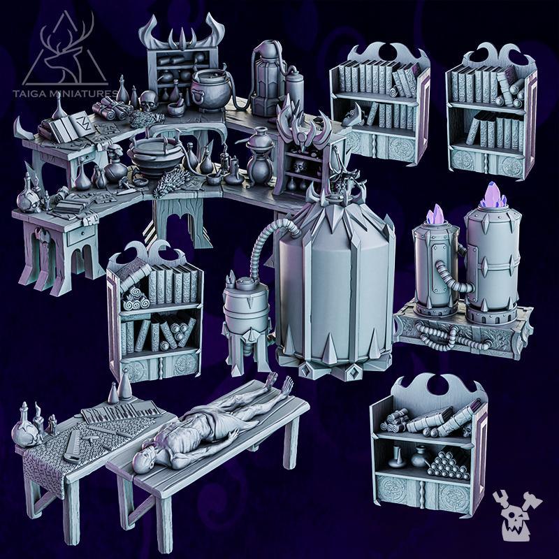 Wizard's Tower and Laboratory Furniture Set