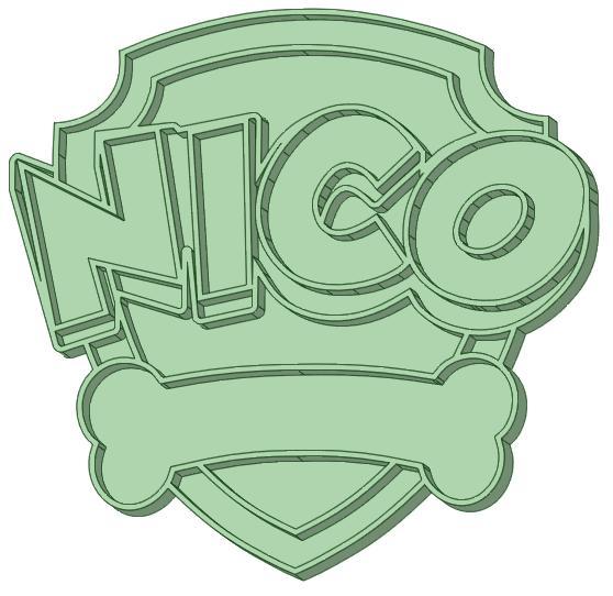Personalized Paw Patrol Nico shield cookie cutter