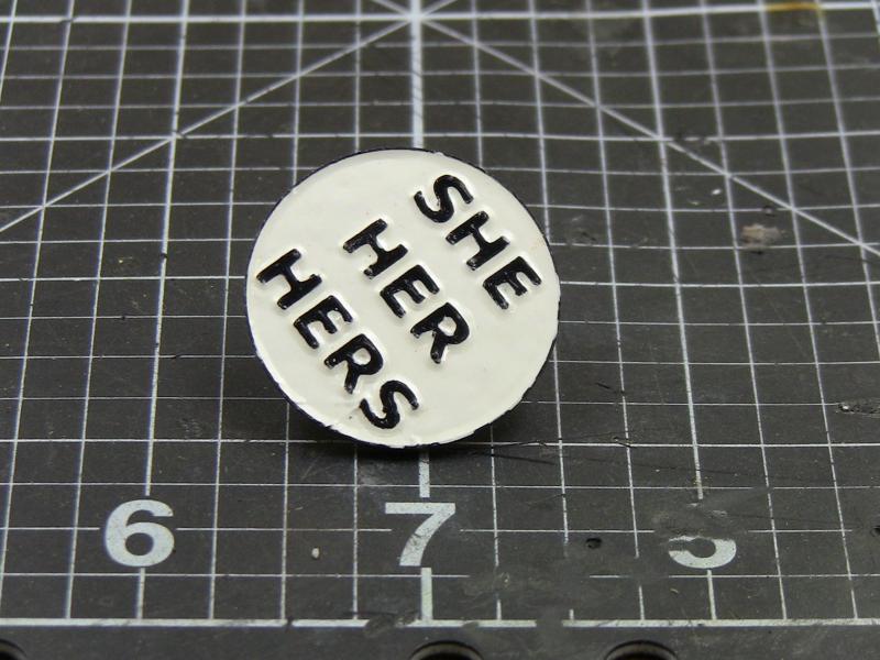 Female pronouns enamel pins
