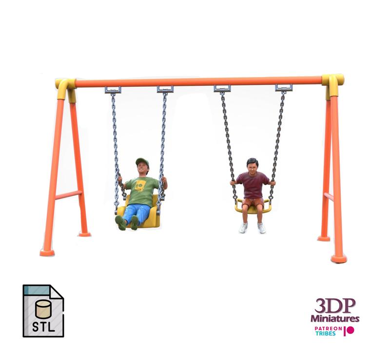 N1 Kid playing on a swing in park 3D print model