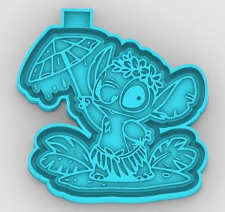 Mohana - Stitch with Umbrella - Rain- freshie mold - STL for silicone mold
