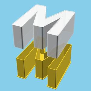 LATIN CAPITAL LETTER M, nestable box (v1)