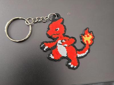 Pokemon Charmander Minimalist Pixel Art Keychain