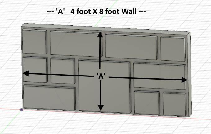 N Scale - Basic 4' X 8' Stone wall sections to be used in larger walls.