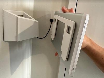 Angled adapter for floating tablet wall mount