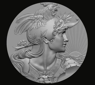 Medallion Victorious Gallia Marianne Rooster Helmet French medal