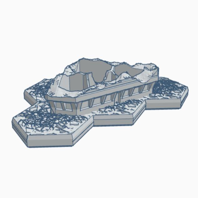 Sci-Fi Destroyed Building 30, 31, 32 with Hex Base SFDHB030 SFDHB031 SFDHB032