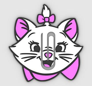 kitten Marie-v2 - Paper clip, bookmark - 3MF pre-painted , STL