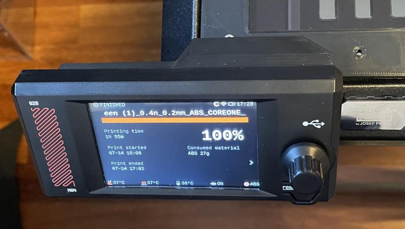 Prusa Core One screen holder for moving stock screen to top corner of enclosure