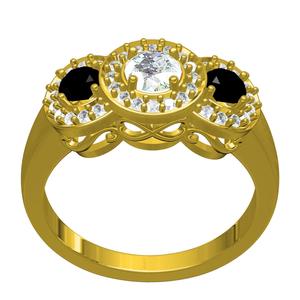 Triple Diamond Art Deco Style Womens Ring