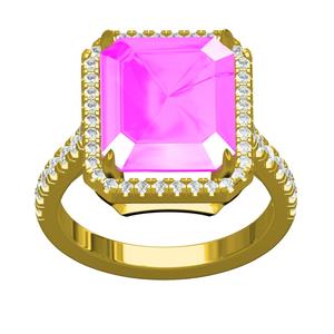 Pink Sapphire Emerald Cut Ring for Women