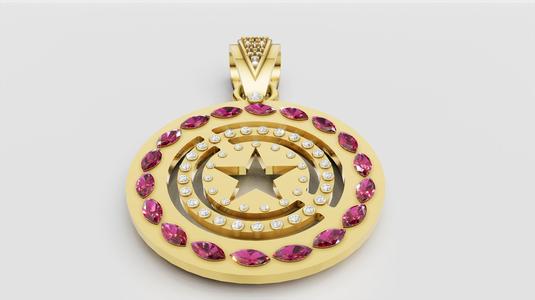 GOLD STAR DIAMOUND PENDANT 3d printable model