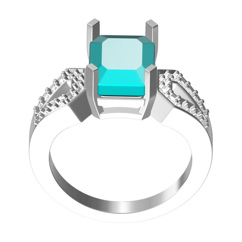 Antique Emerald Cut Blue Topaz Engagement Ring