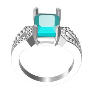 Antique Emerald Cut Blue Topaz Engagement Ring