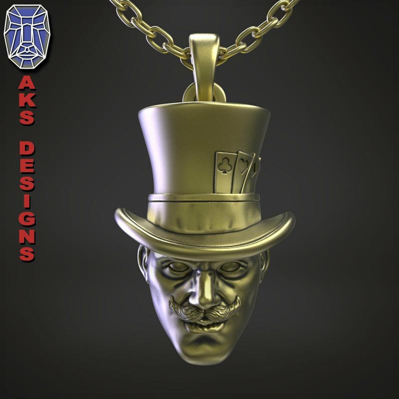 Pendant organic biker jewelry Magician v154 STL file