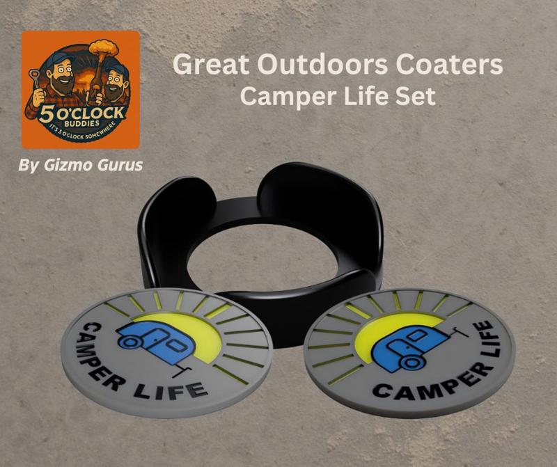 Great Outdoors Coasters: Camper Life Set – Clean Color Swaps, Camp-Ready Vibes (NO MMU NEEDED)