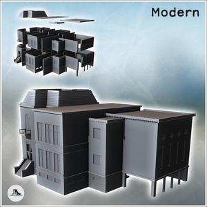Municipal school with access stairs (Arnhem, The Netherlands) - Modern WW2 WW1 World War Diaroma Wargaming RPG Mini Hobby