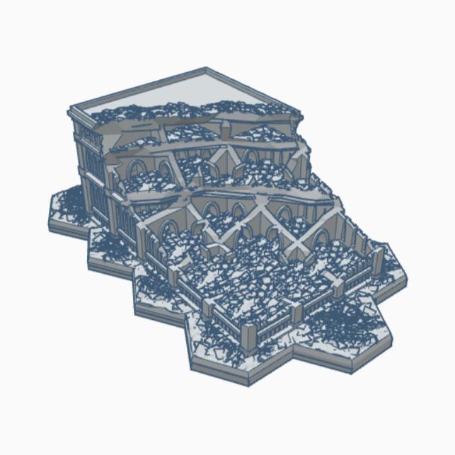 Gothic Ruined Building 109 with Hex Base GRHB109