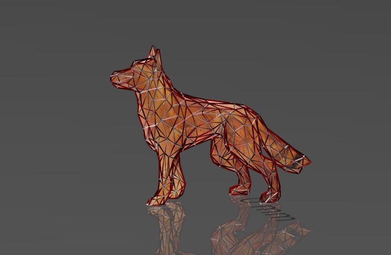 German Shepherd Dog - Low Voronoi Style - Single Spider Web - LowPoly - Perfect Design - Easy Print - Decor