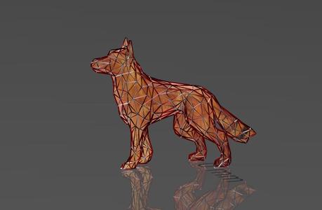 German Shepherd Dog - Low Voronoi Style - Single Spider Web - LowPoly - Perfect Design - Easy Print - Decor
