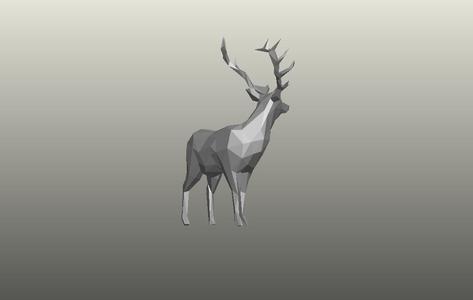 Deer Elegant Antlers - Low Poly - Excellent Design - Decor