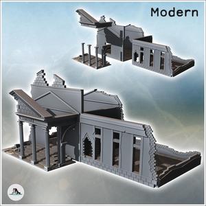 French neo-classical-style courthouse with columned entrance and pediment (36) - Modern WW2 WW1 World War Diaroma Wargaming RPG Mini Hobby