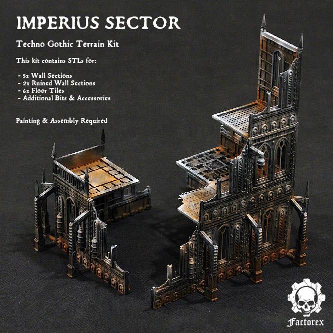 Imperius Sector Techno Gothic Ruins Terrain - Optimized for FDM