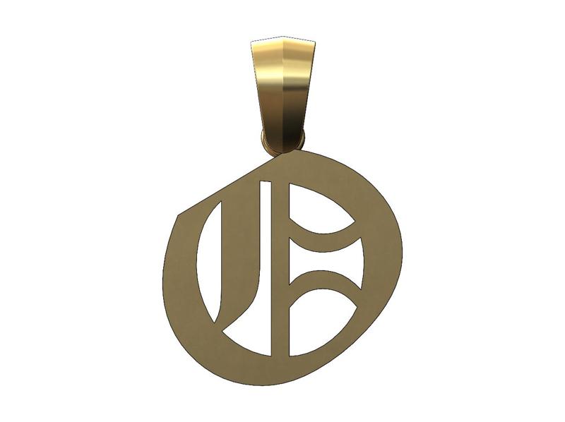 O gothic old english initial pendant charm bail 3D print model