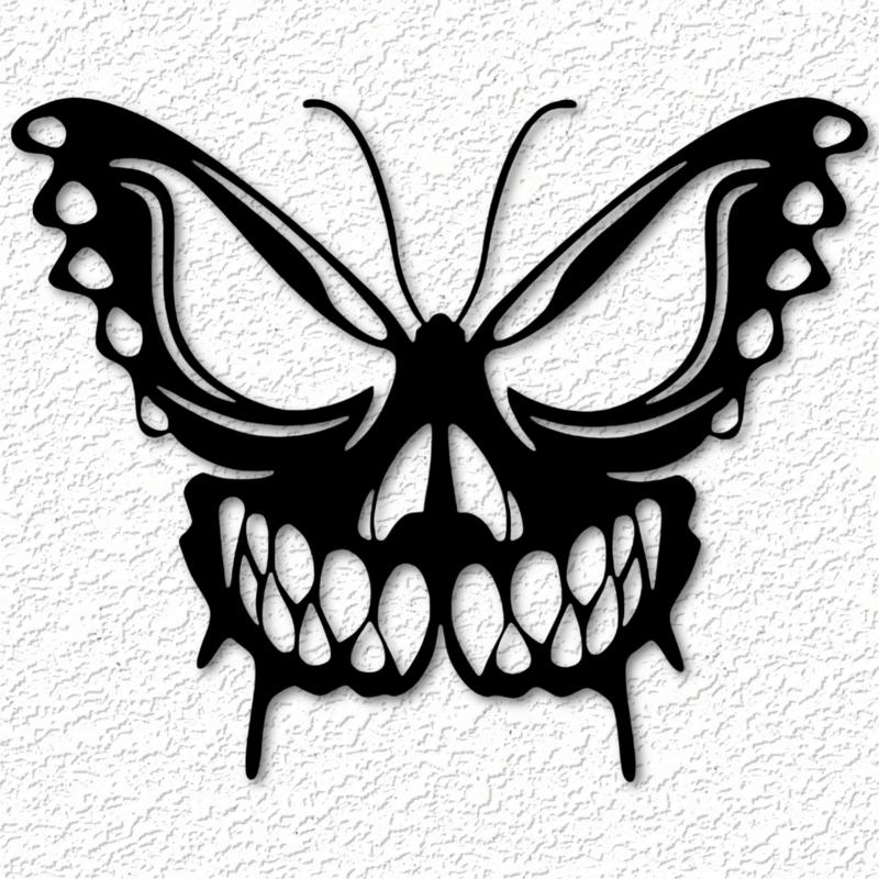 skull butterfly wall art dark arts wall decor 2d art