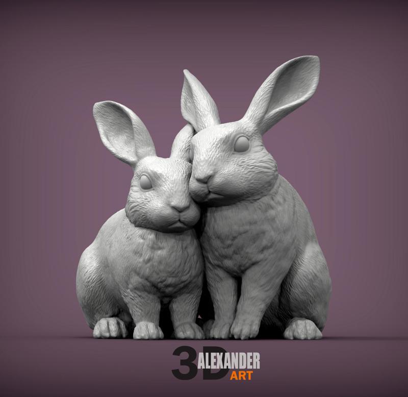 Rabbit love 3D print model