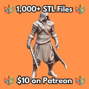 28mm DND Assassin with Cloak and Blade Miniature MineeForm FDM 3D Print STL File   