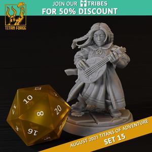 Dwarf Female Bard - RPG Hero Character D&D 5e - Titans of Adventure Set 15