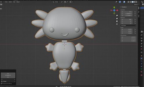 Articulated axolotl head and tail, STL and blender file