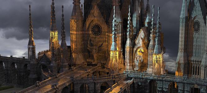 Dark Gothic Cathedral Dragon Architecture 4 Kit bash