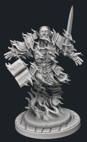Human Battlemage Spirit Fire Miniature STL
