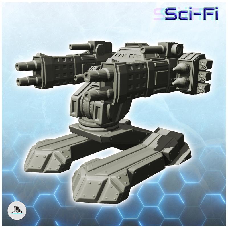 Turret with double laser cannon and missile launcher (2) - Future Sci-Fi SF Post apocalyptic Tabletop Scifi