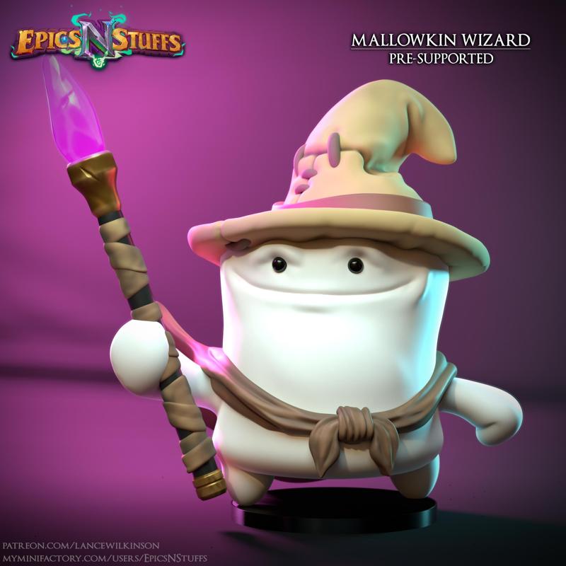 Mallowkin Wizard Miniature, Pre-Supported