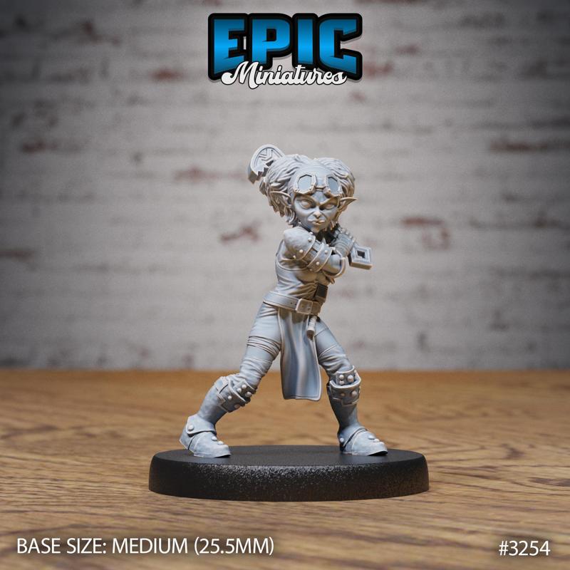 Gnome Tinkerer Female / Halfling Steampunk Mechanic / Little Iron Construct Inventor / War Machine Engineer / Adventurous Scientist / Evil Cyberpunk