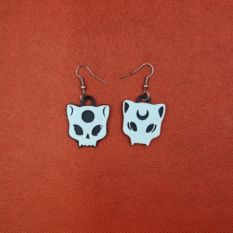 Earrings skull cat