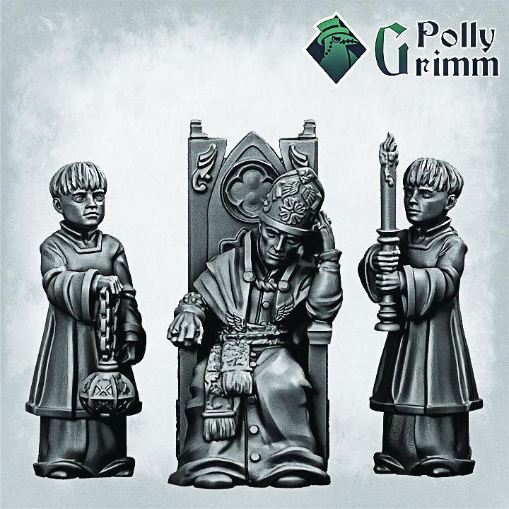 Grimtale. Inquisition set. Tabletop miniature. Pope and acolytes