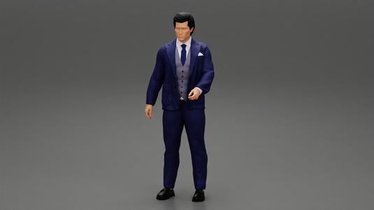 Young Man Wearing Navy Blue Suit