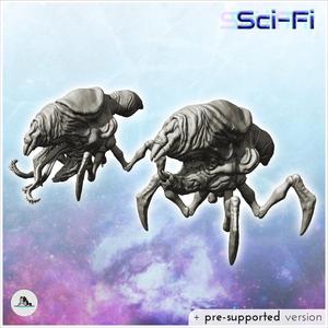 Set of two alien creatures on legs with shell (36) - Future Sci-Fi SF Post apocalyptic Tabletop Scifi Wargaming Planetary exploration RPG Terrain